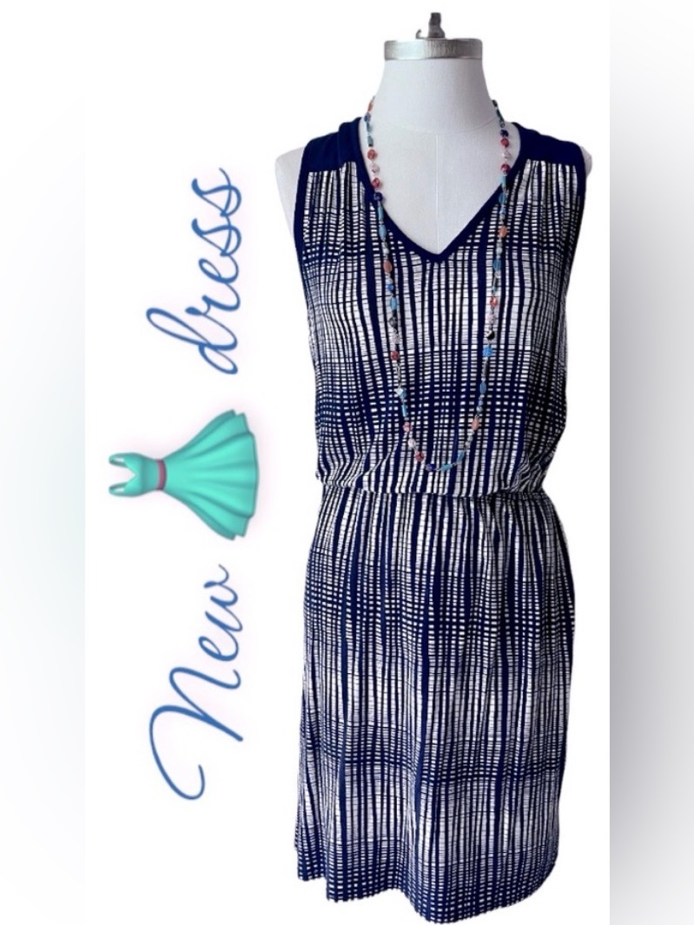 Deletta  🌸 Two tone Navy Comfy Dress  New! Sz:Small